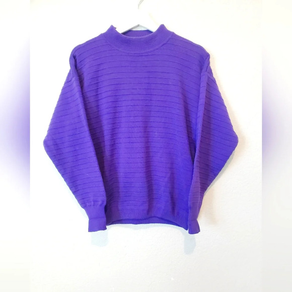 Slalom Wool Purple Fine Knit Ski Sweater Size Medium - Picture 1 of 5